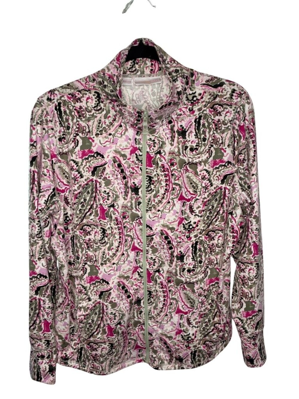 Belle by Kim Gravel Paisley Print Zip Front Active Jacket Medium